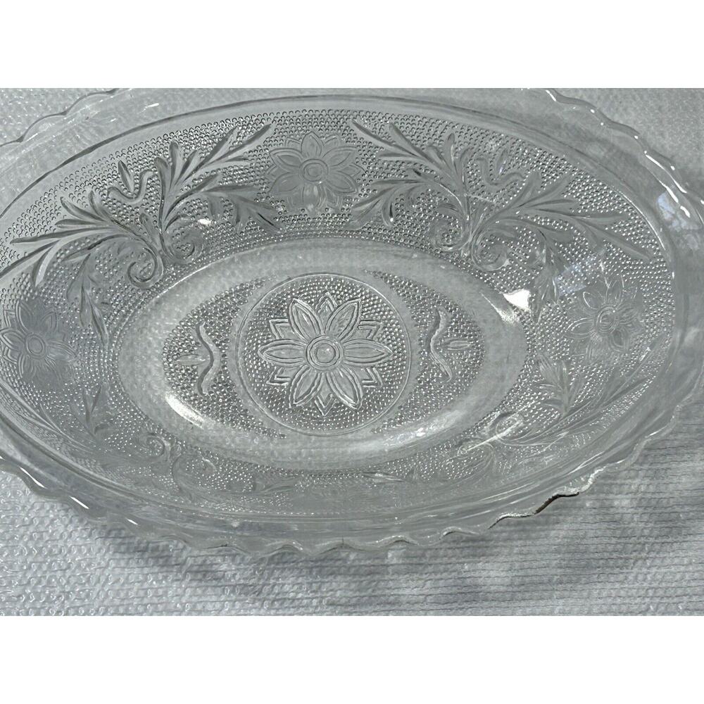 Vintage Tiara Sandwich Clear Glass Oval Serving Bowls‎ 8.5" Anchor Hocking MCM
